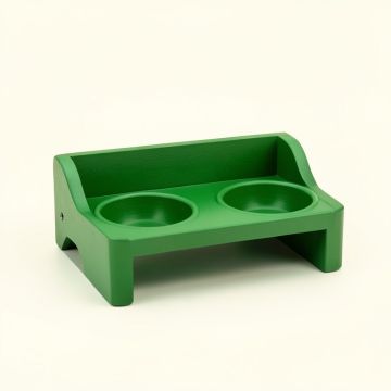 Cliff Canyon Pet Feeding Stand With Two Plain Empty Bowls - Green (synthetic illustration; no displayed measurements)