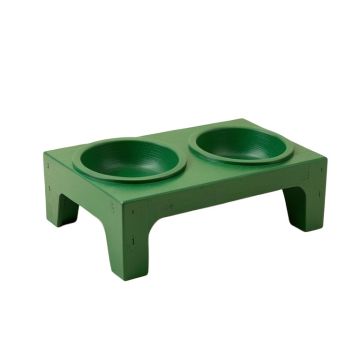 Meadow Canyon Pet Feeding Stand With Two Plain Empty Bowls - Green