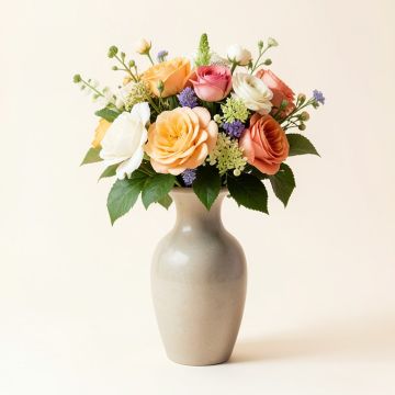 7 Heads Real Touch Mixed Floral Arrangement In Vase (synthetic illustration; no displayed measurements)