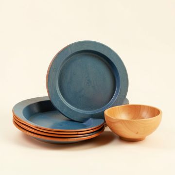 Melange 12-Piece Bamboo Dinnerware Set ( Campers Kayak ) | Shatter-Proof And (synthetic illustration; no displayed measurements)