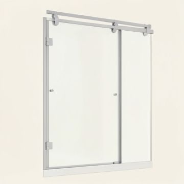 Mirage-X 56 '' W X 60 '' H Single Sliding Semi-Frameless Tub Door With Clearmax™ Technology (synthetic illustration; no displayed measurements)