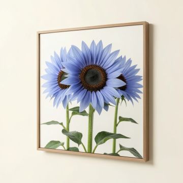Periwinkle Sunflowers - Print On Wood (synthetic illustration; no displayed measurements)