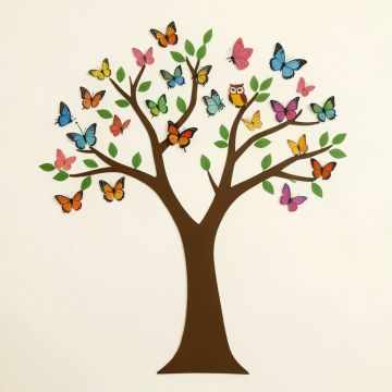 Butterflies And Owl Tree Wall Decal (synthetic illustration; no displayed measurements)