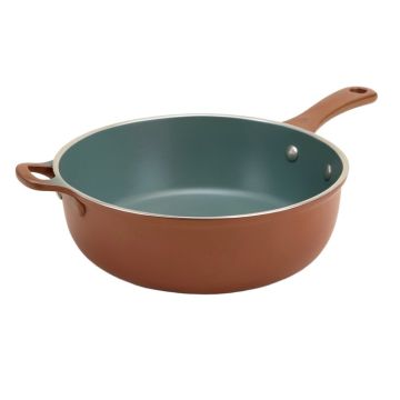 Ayesha Home Collection Porcelain Enamel Nonstick Chef Pan With Pour Spouts , 9.75-Inch
