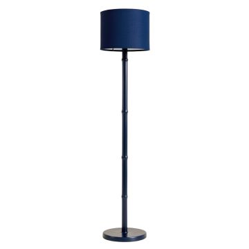 Rowan Bluff Floor Lamp With A Plain Fabric Shade - Navy