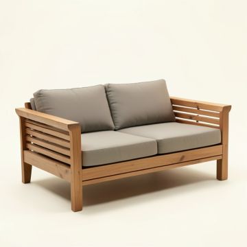72 '' Wide Outdoor Teak Patio Sofa With Cushions (synthetic illustration; no displayed measurements)