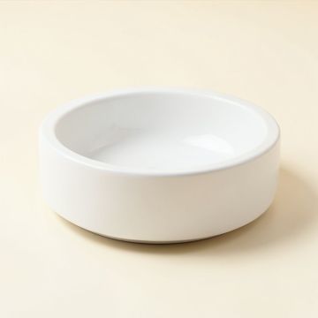White Ceramic Circular Vessel Bathroom Sink (synthetic illustration; no displayed measurements)