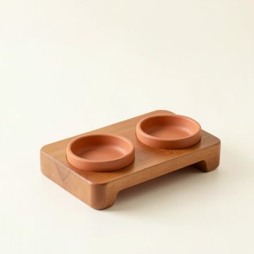 Elm Crossing Pet Feeding Stand With Two Plain Empty Bowls - Terracotta (synthetic illustration; no displayed measurements)