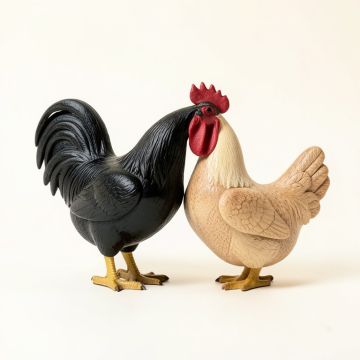 Morten 2 Piece Hand Painted Wood Rooster And Hen Figurine Set (synthetic illustration; no displayed measurements)