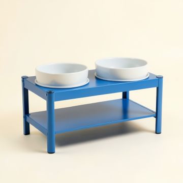 Summit Edge Pet Feeding Stand With Two Plain Empty Bowls - Blue (synthetic illustration; no displayed measurements)