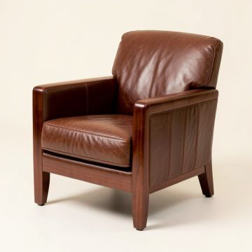29.33 '' Wide Top Grain Leather Armchair (synthetic illustration; no displayed measurements)