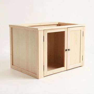 Juniper Brook Empty Furniture-Style Litter Enclosure - Beige (synthetic illustration; no displayed measurements)