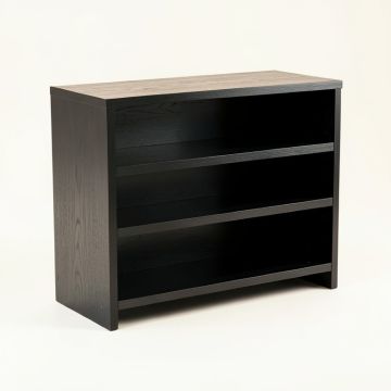 Olive Arc Low Bookcase - Black (synthetic illustration; no displayed measurements)
