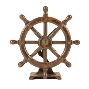 Distressed Ship Wheel Clock