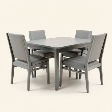 Mid-Century 5 Piece Wooden Dining Set With 4 Padded Dining Chairs (synthetic illustration; no displayed measurements)
