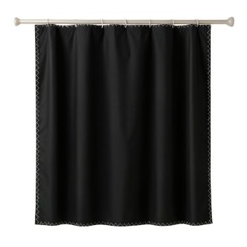 Fern Dale Shower Curtain Hanging Flat From A Plain Rod - Black