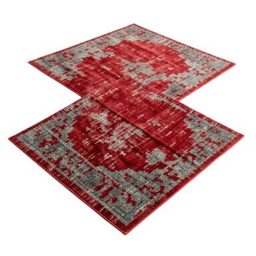 Chan Abstract Red/Gray Area Rug
