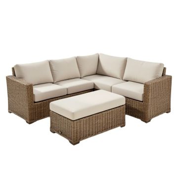 Merlyn 8-Piece Patio Wicker Corner Sofa With Cushions , Ottoman And Coffee Table