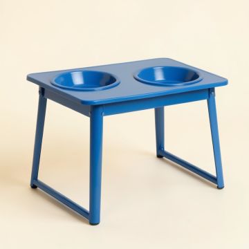 Shore Falls Pet Feeding Stand With Two Plain Empty Bowls - Blue (synthetic illustration; no displayed measurements)