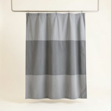 Dawn Crossing Shower Curtain Hanging Flat From A Plain Rod - Gray (synthetic illustration; no displayed measurements)