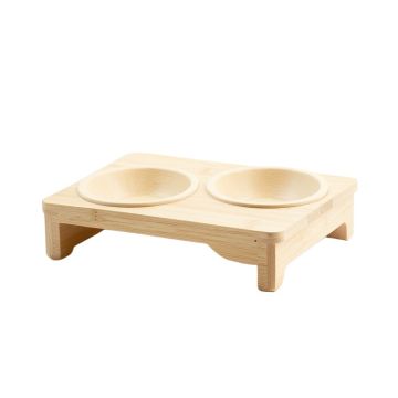Spruce Falls Pet Feeding Stand With Two Plain Empty Bowls - Ivory