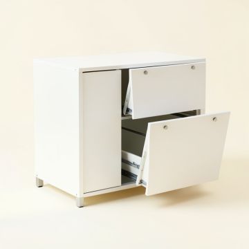 Juniper Dale Freestanding Pull-Out Hamper Cabinet - White (synthetic illustration; no displayed measurements)