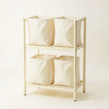 Linden Dell Laundry Sorting Station With Plain Removable Bags - Cream (synthetic illustration; no displayed measurements)