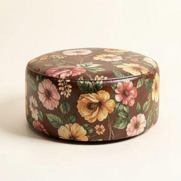 Finchley 20 '' Wide Round Floral Pouf Ottoman (synthetic illustration; no displayed measurements)