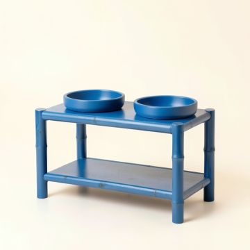 Sage Dale Pet Feeding Stand With Two Plain Empty Bowls - Blue (synthetic illustration; no displayed measurements)