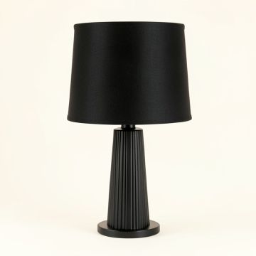 Lake Bluff Table Lamp With A Plain Fabric Shade - Black (synthetic illustration; no displayed measurements)