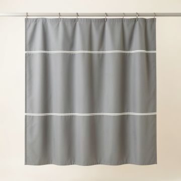 Harbor Crossing Shower Curtain Hanging Flat From A Plain Rod - Gray (synthetic illustration; no displayed measurements)