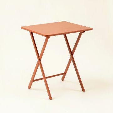 Wren Arc Compact Balcony Table - Terracotta (synthetic illustration; no displayed measurements)
