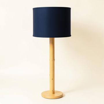 Vale Bridge Floor Lamp With A Plain Fabric Shade - Navy (synthetic illustration; no displayed measurements)