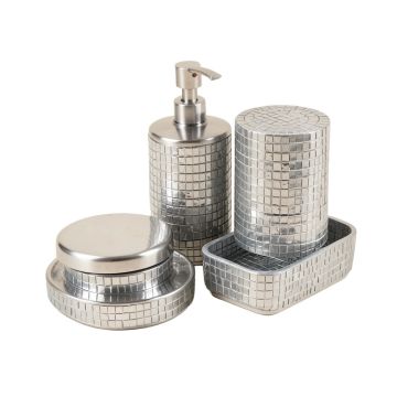 Silver Mosaic 6 Piece Bathroom Accessories Set