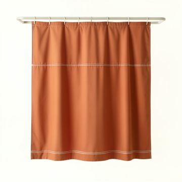 Spruce Crest Shower Curtain Hanging Flat From A Plain Rod - Terracotta (synthetic illustration; no displayed measurements)