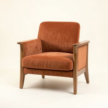 Lake Crest Upholstered Armchair - Terracotta (synthetic illustration; no displayed measurements)