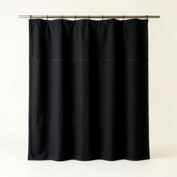 Slate Dell Shower Curtain Hanging Flat From A Plain Rod - Black (synthetic illustration; no displayed measurements)