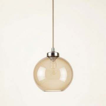 Reed Bend Pendant Light Suspended From One Plain Cable - Beige (synthetic illustration; no displayed measurements)
