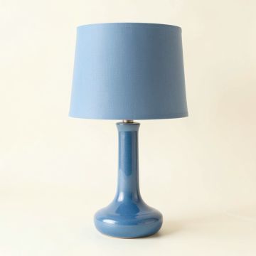 Stone Bridge Table Lamp With A Plain Fabric Shade - Blue (synthetic illustration; no displayed measurements)
