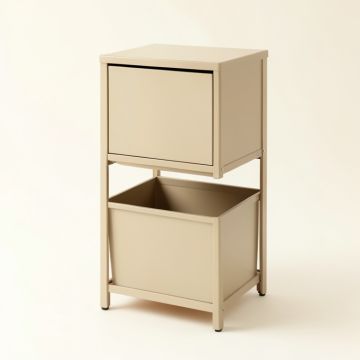 Ridge Bend Freestanding Pull-Out Hamper Cabinet - Beige (synthetic illustration; no displayed measurements)