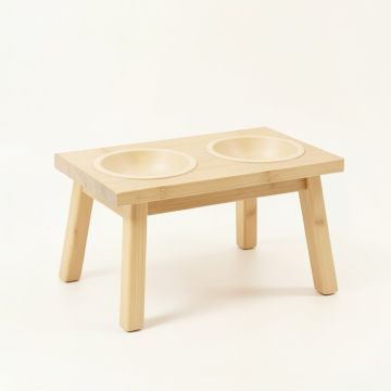Stone Bluff Pet Feeding Stand With Two Plain Empty Bowls - Ivory (synthetic illustration; no displayed measurements)