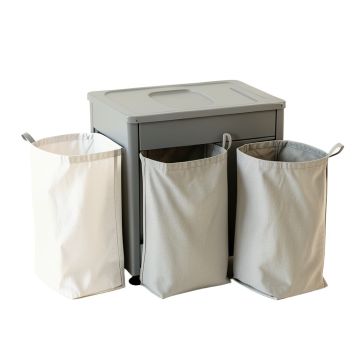 Stone Bend Laundry Sorting Station With Plain Removable Bags - Gray