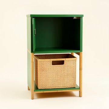 Oak Dell Freestanding Pull-Out Hamper Cabinet - Green (synthetic illustration; no displayed measurements)
