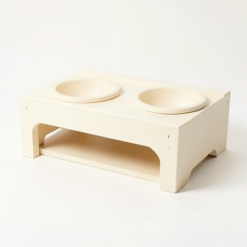 Moss Crest Pet Feeding Stand With Two Plain Empty Bowls - Cream (synthetic illustration; no displayed measurements)