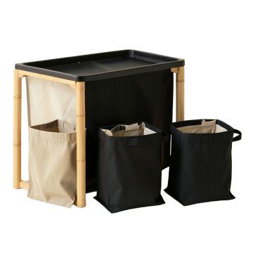 Linden Brook Laundry Sorting Station With Plain Removable Bags - Black