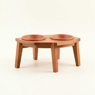 Lake Arc Pet Feeding Stand With Two Plain Empty Bowls (synthetic illustration; no displayed measurements)