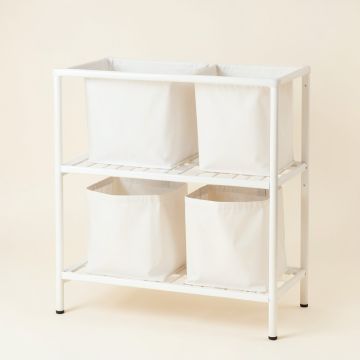 Meadow Brook Laundry Sorting Station With Plain Removable Bags - White (synthetic illustration; no displayed measurements)