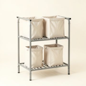 Linden Bridge Laundry Sorting Station With Plain Removable Bags - Gray (synthetic illustration; no displayed measurements)