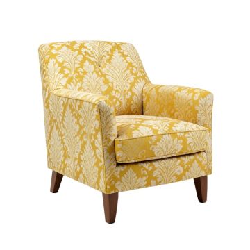 Natane Yellow & Cream Damask Parsons Chair