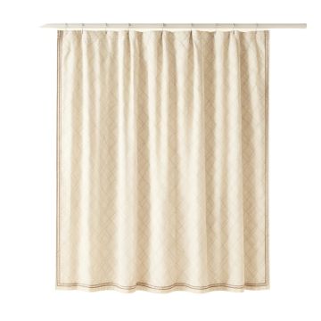 Shore Brook Shower Curtain Hanging Flat From A Plain Rod - Cream